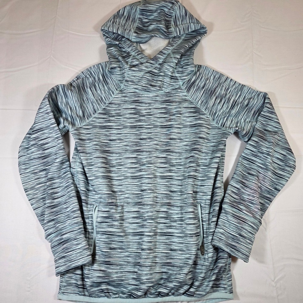 Energy Zone Womens Space Dye Athletic Hoodie Blue Thumbhole Pullover Small